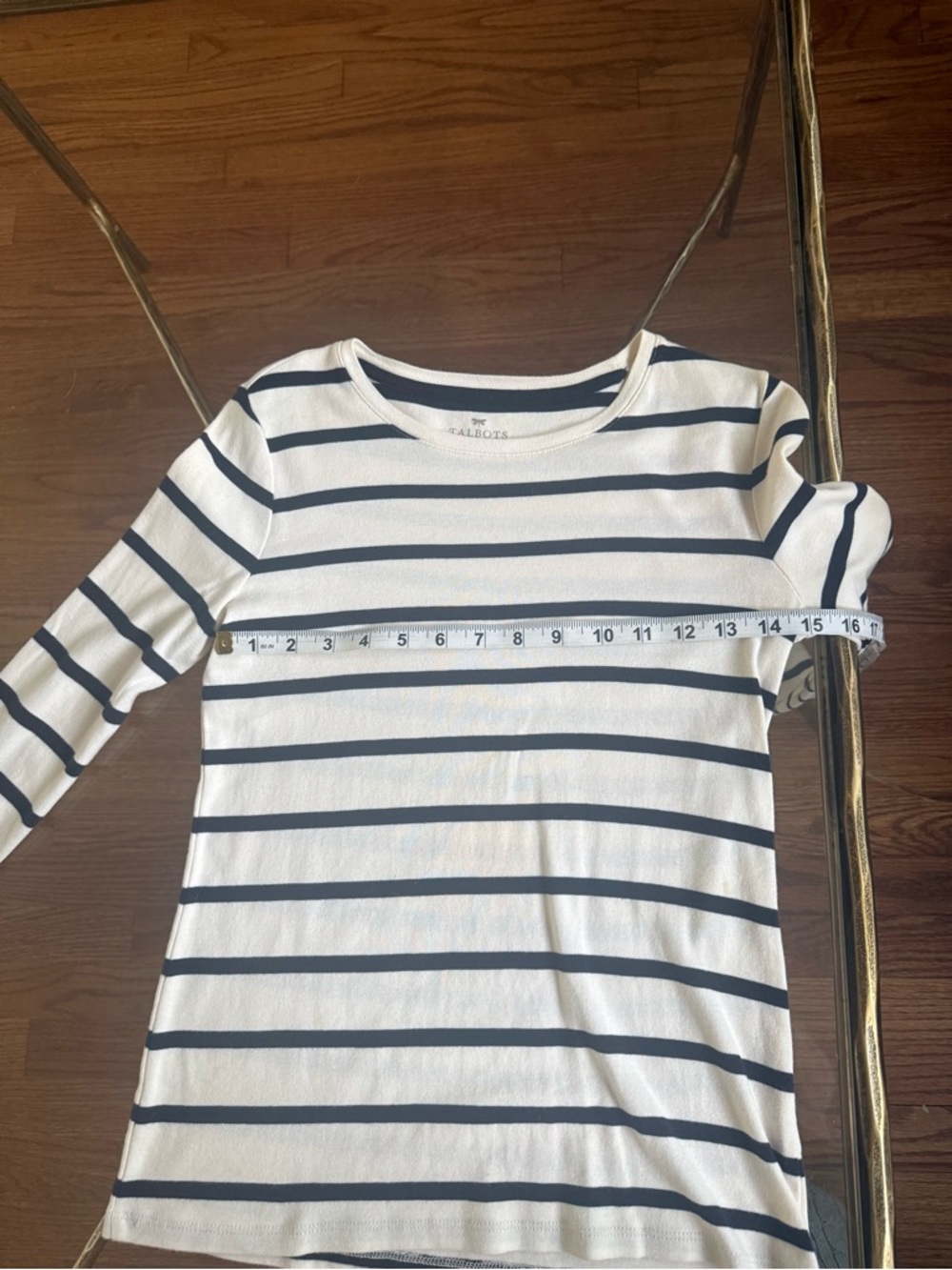 Talbots Striped Long Sleeve Knit Top - Ivory & Navy Sz SP - Picture 7 of 11